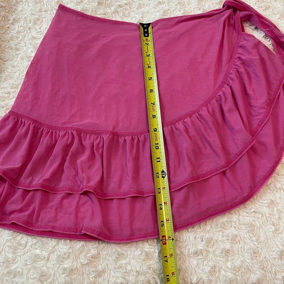 Y2K Girly Legally Blonde Barbie Bikini Coverup Ruffle Tie Skirt Sz M/L - Picture 2 of 3
